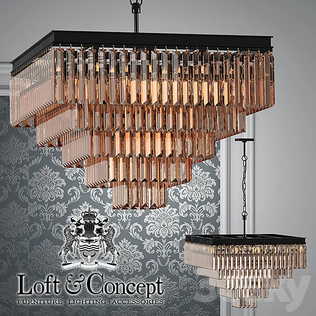 Chandelier RH 1920s Odeon Clear Glass Fringe Chandelier – 5 square 3DModel Chandelier RH 1920s Odeon Clear Glass Fringe Chandelier – 5 square 3DModel