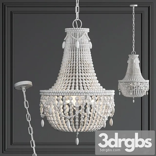 Chandelier rh anselme white wood large chandelier 3D Model Download