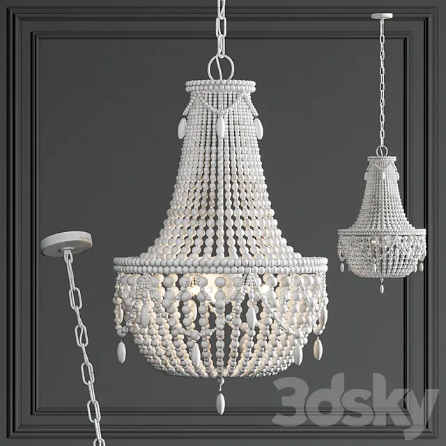Chandelier RH Anselme White Wood Large Chandelier 3DModel