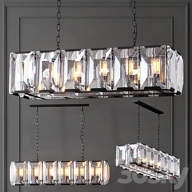 Chandelier RH Harlow Crystal Square Chandelier 10 3D Model