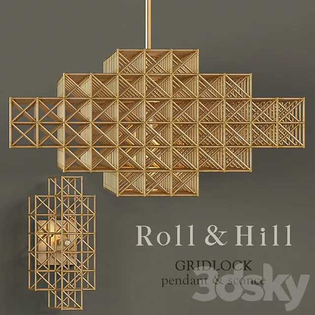 Chandelier Roll&Hill Gridlock pendant & sconce 3D Model