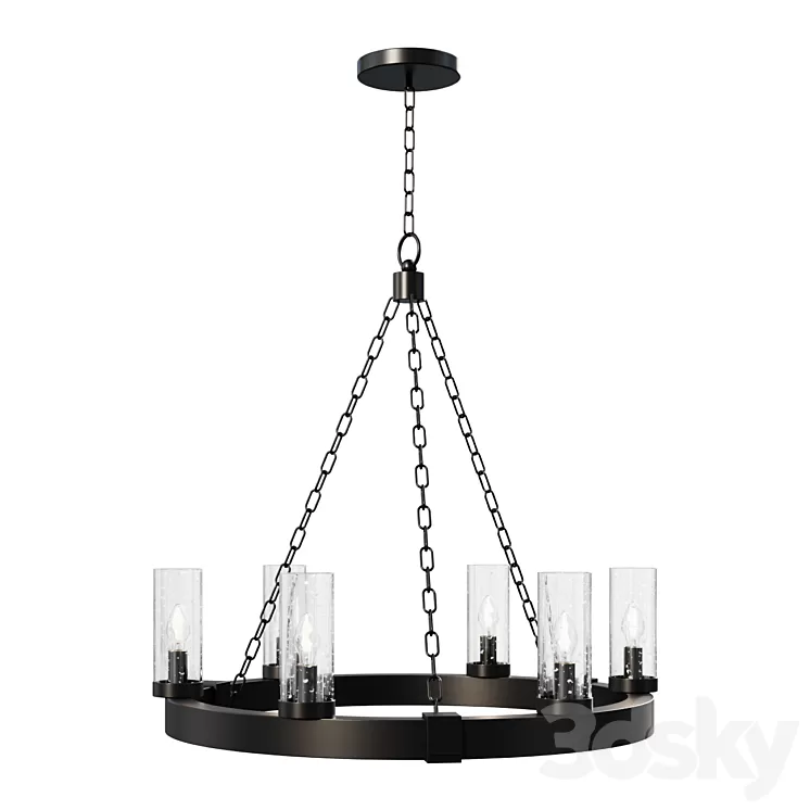 Chandelier Seeded Contrast Outdoor Ring Chandelier – 6 Light lamp 3D Model Free Download
