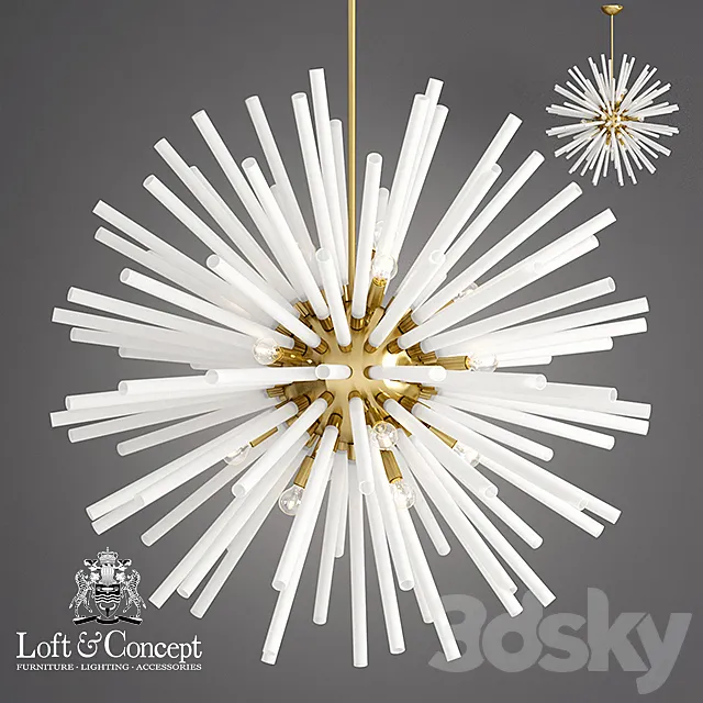 Chandelier VINTAGE Sputnik White glass 3D Model