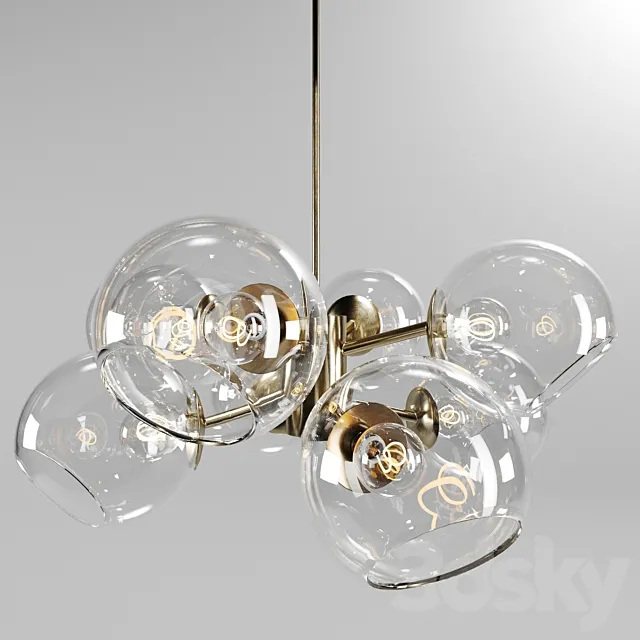 Chandelier west elm Staggered Glass Chandelier – 9-Light 3D Model
