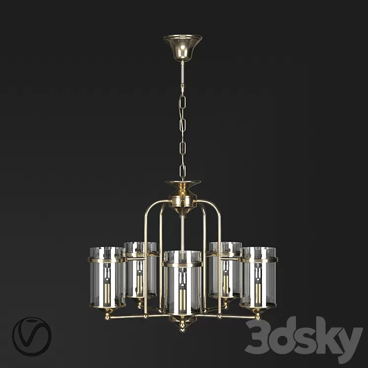 Chandelier with 5 lamps by Terandpet 3D Model Chandelier with 5 lamps by Terandpet 3D Model
