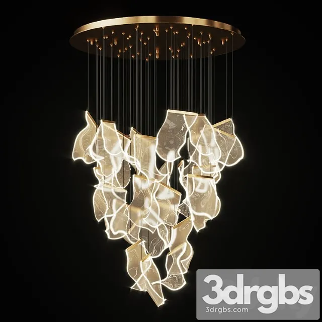 Chandelier with curved acrylic plates miran 28 3D Model Download
