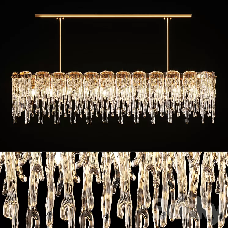 Chandelier with Ice Plates Spring Long M 3D Model Free Download