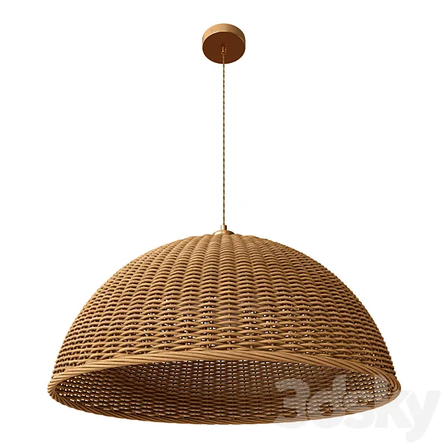 Chandelier with wicker lampshade (hemisphere) 3D Model Chandelier with wicker lampshade (hemisphere) 3D Model