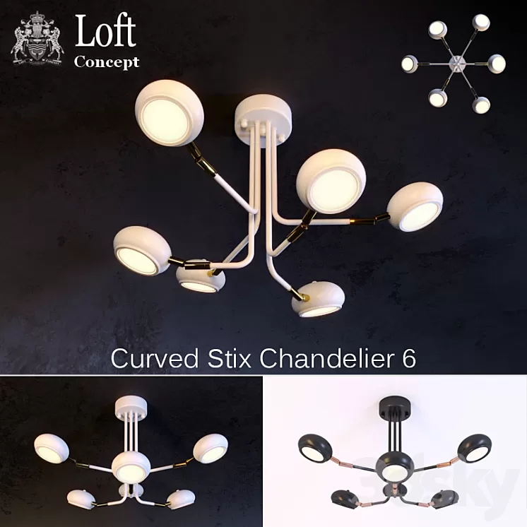 Chandeliers Curved Stix 3D Model