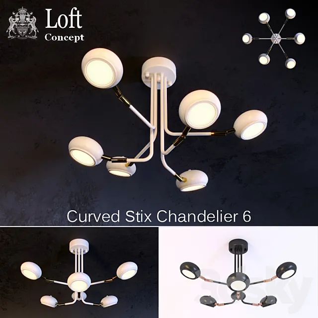 Chandeliers Curved Stix 3DModel Chandeliers Curved Stix 3DModel