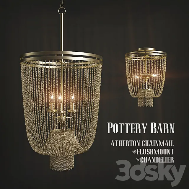 Chandeliers POTTERY BARN ATHERTON CHAINMAIL FLUSHMOUNT _ CHANDELIER 3DModel