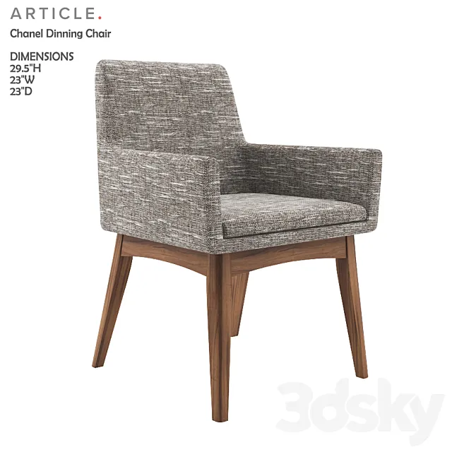 Chanel volcanic gray dining armchair 3D Model