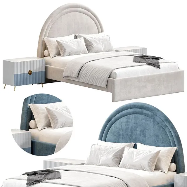 Channel Upholstered Bed by Pbteen 3D Model Channel Upholstered Bed by Pbteen 3D Model