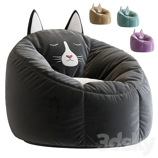 Character Bean Bag Chair Black Cat 3DModel Character Bean Bag Chair Black Cat 3DModel