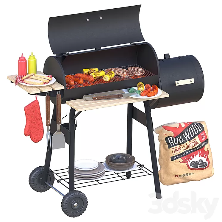 Charcoal grill BBQ 3D Model Charcoal grill BBQ 3D Model