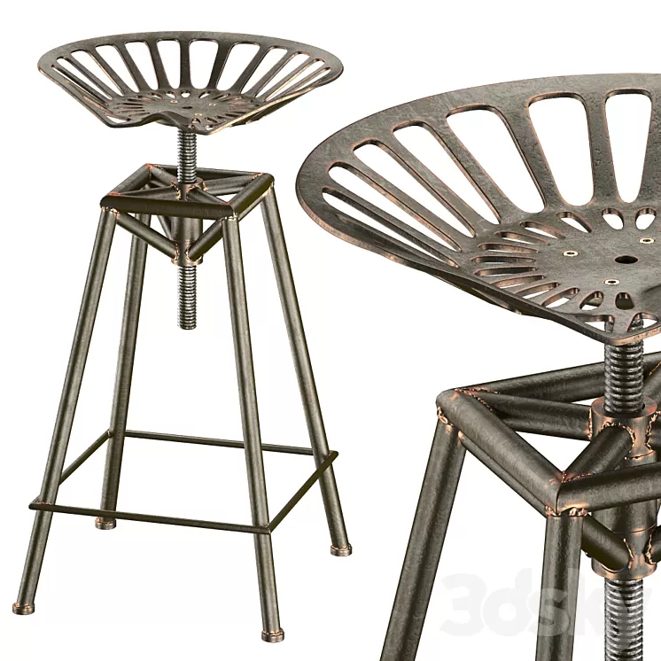 Charlie Industrial Metal Design stool 3D Model