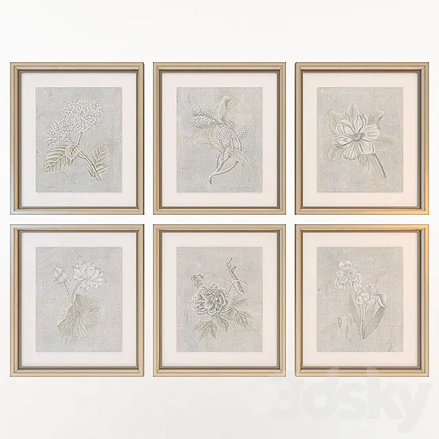 Charlotte Morgan Silver Leaf Fresco Flowers 3D Model Charlotte Morgan Silver Leaf Fresco Flowers 3D Model