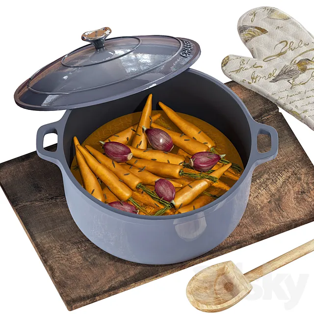 Chasseur Kitchen Set with Vegetables 3DModel