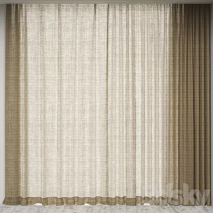 CHECKED LINEN CURTAIN 3D Model CHECKED LINEN CURTAIN 3D Model