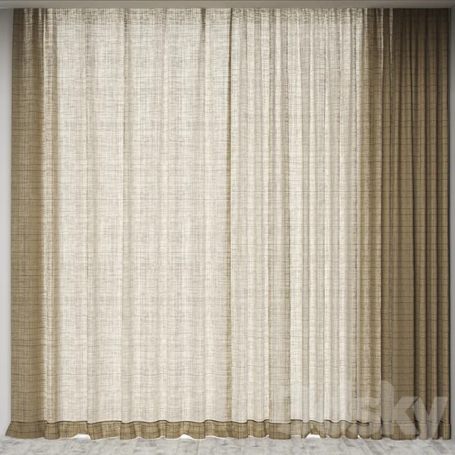 CHECKED LINEN CURTAIN 3DModel CHECKED LINEN CURTAIN 3DModel