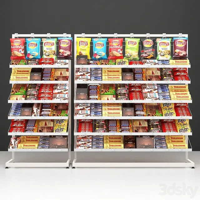 Checkout racks with filling 3D Model