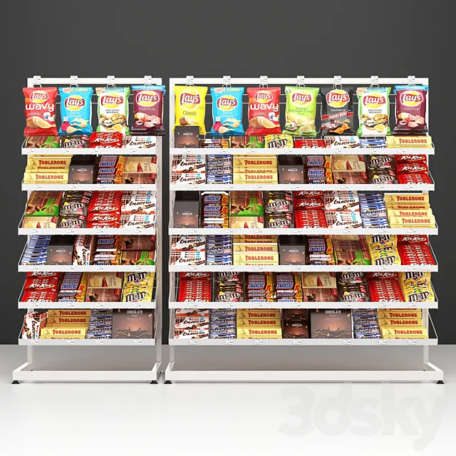 Checkout racks with filling. 3D Model