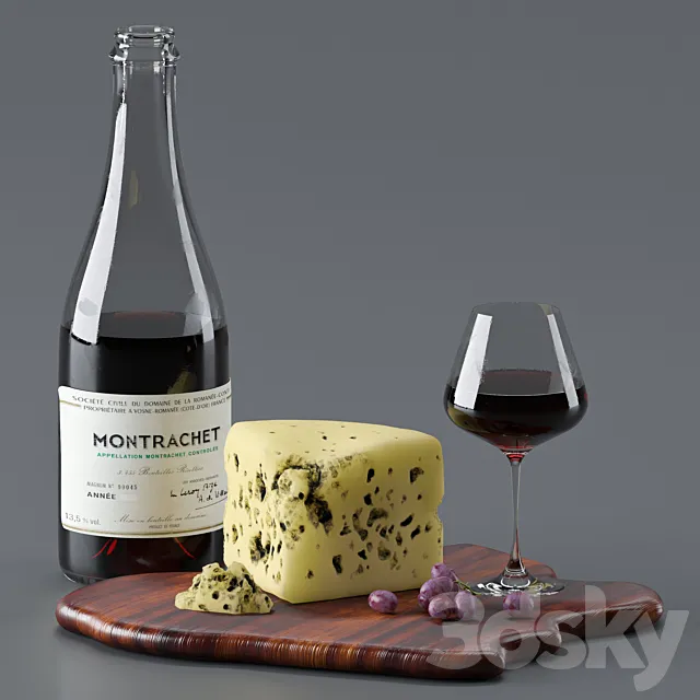 cheese and wine 3D Model