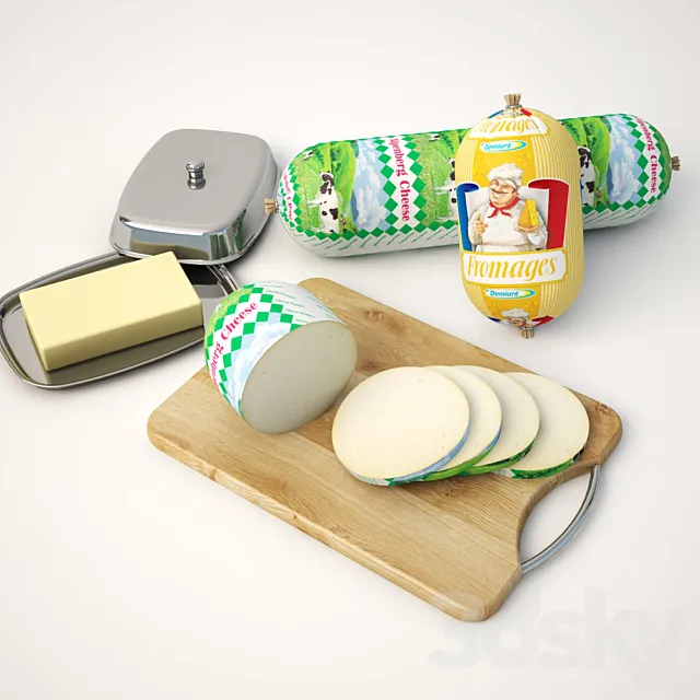 Cheese sausage tofu cheese packaged mayonnaise. 3D Model Cheese sausage tofu cheese packaged mayonnaise. 3D Model