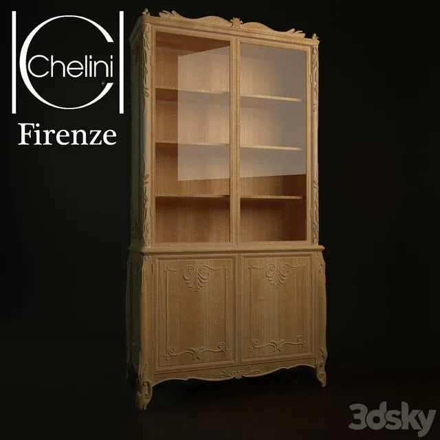 CHELINI Firenze (Buffet with 2 glass and 2 wooden doors) 3D Model