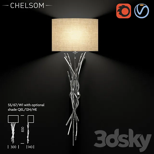 Chelsom Silver Sculpture SS 67 W1 wall lamp 3D Model Chelsom Silver Sculpture SS 67 W1 wall lamp 3D Model