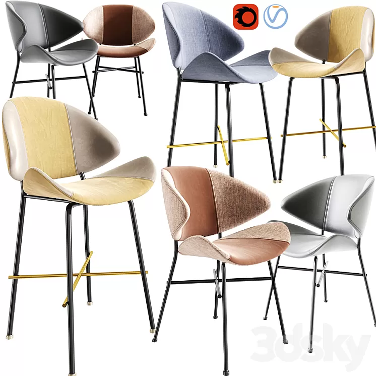 Cheri Bar Stool And Dining Chair 3D Model Cheri Bar Stool And Dining Chair 3D Model