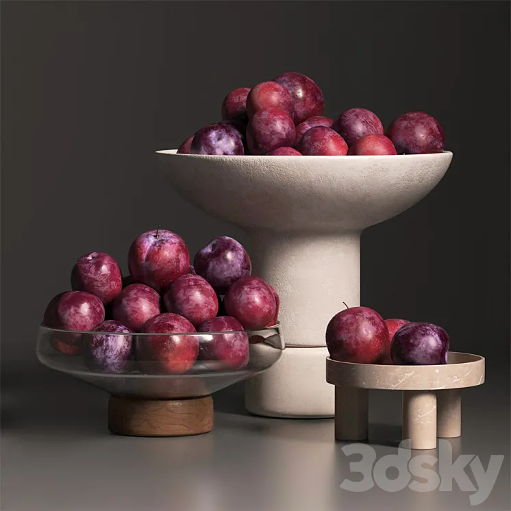 cherry plum in vases 3D Model Free Download