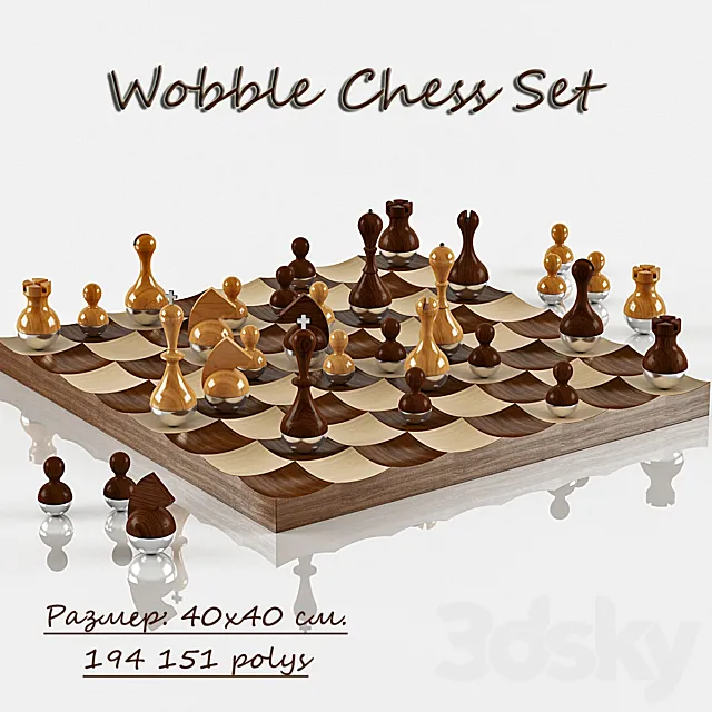 Chess – “dolls” Wobble Chess Set 3D Model