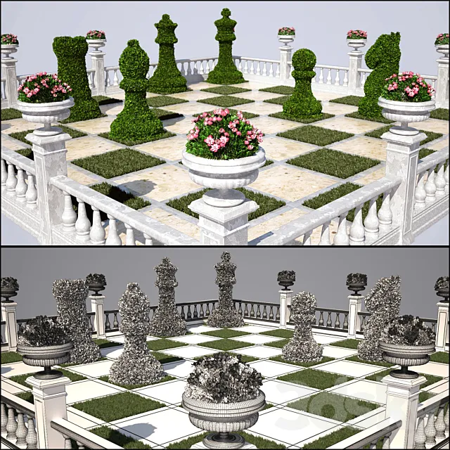 Chess flowerbed 3DModel Chess flowerbed 3DModel