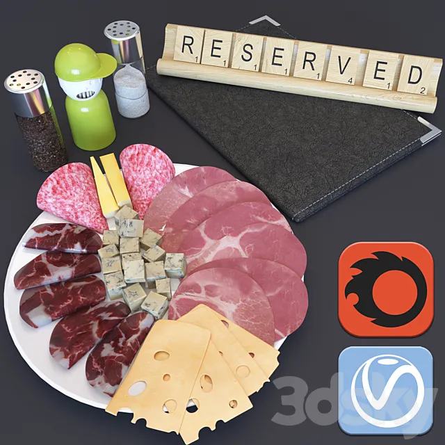 Chesse plate of meat 3DModel