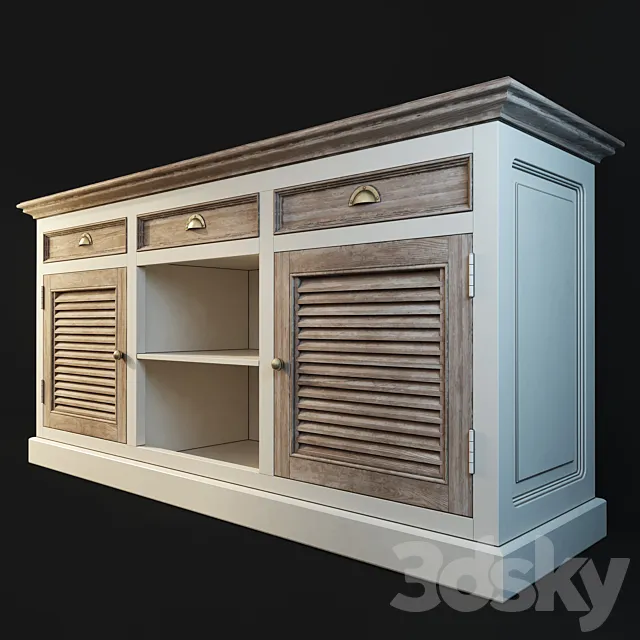 Chest _ sideboard. Secret De Maison Riviera. antique white 3D Model Chest _ sideboard. Secret De Maison Riviera. antique white 3D Model