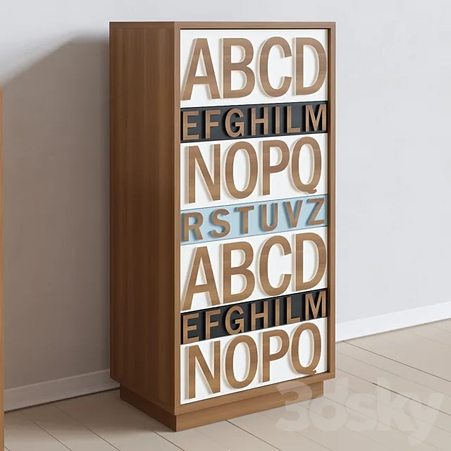 Chest Alphabeto Birch 3DModel