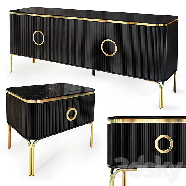 Chest and nightstand Art Deco Hira. Nightstand sideboard by MedusaHome 3D Model Chest and nightstand Art Deco Hira. Nightstand sideboard by MedusaHome 3D Model