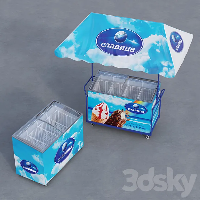 Chest freezers and tent 3DModel Chest freezers and tent 3DModel