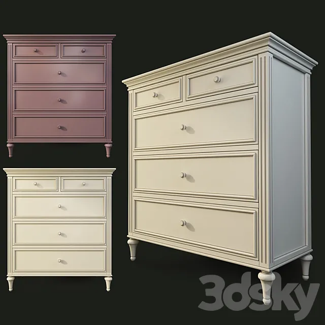 Chest high with five drawers. Riverdi .The Werby 3D Model Chest high with five drawers. Riverdi .The Werby 3D Model