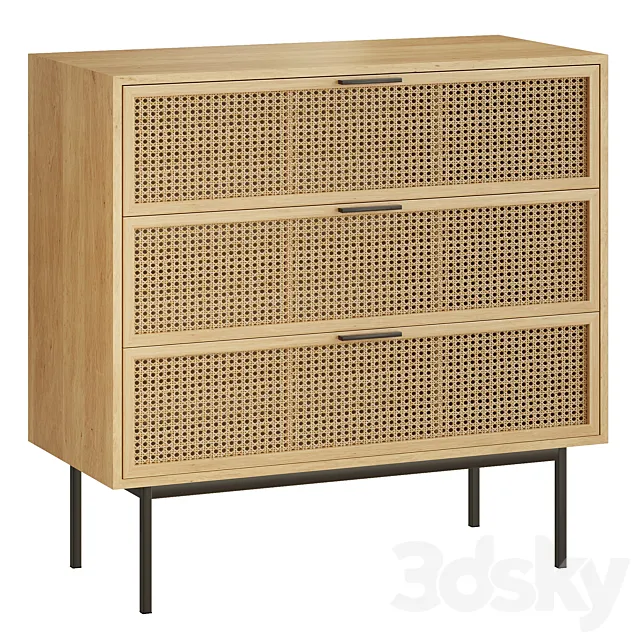 Chest of 3 drawers Waska 3D Model Chest of 3 drawers Waska 3D Model