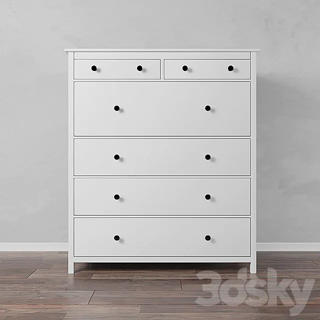 Chest of 6 drawers white stain. HEMNES IKEA HEMNES 3D Model Chest of 6 drawers white stain. HEMNES IKEA HEMNES 3D Model