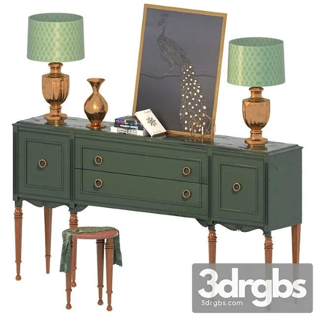 Chest of drawer with decorative set Arian model 2 3D Model Download Chest of drawer with decorative set Arian model 2 3D Model Download