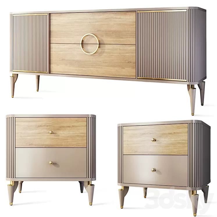 Chest of drawers and bedside table Art Deco Sanvito. Nightstand sideboard Bellona 3D Model Free Download