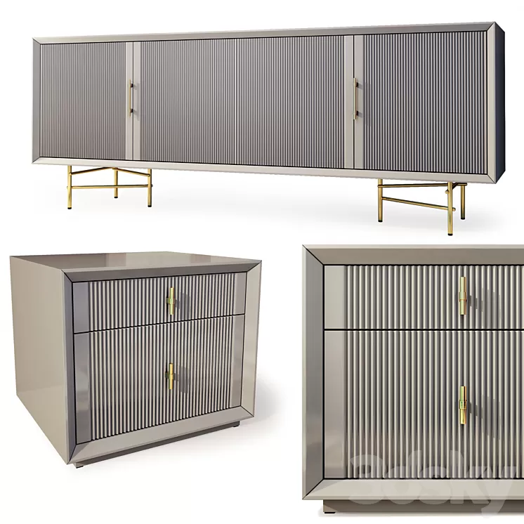 Chest of drawers and bedside table Astoria. Nightstand sideboard by Enza Home 3D Model Chest of drawers and bedside table Astoria. Nightstand sideboard by Enza Home 3D Model