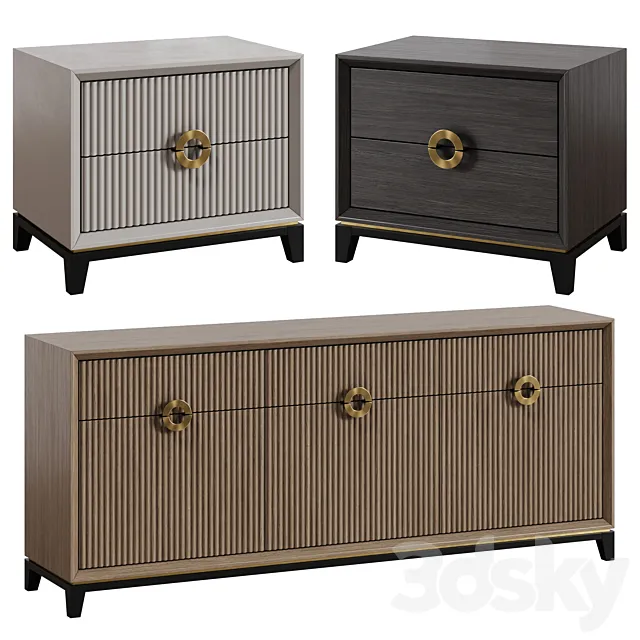 Chest of drawers and bedside table in Art Deco style 11 3D Model Chest of drawers and bedside table in Art Deco style 11 3D Model