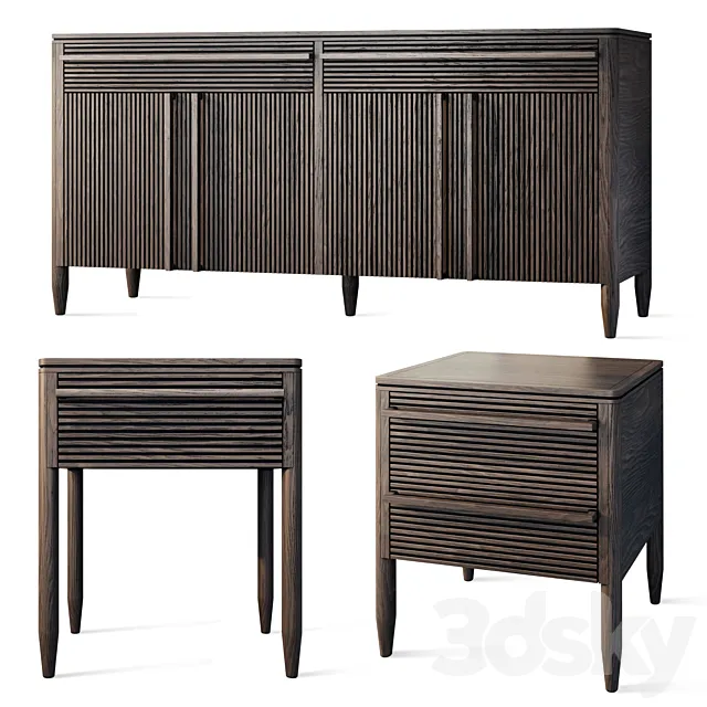 Chest of drawers and bedside table Lines Dantone Home 3D Model Chest of drawers and bedside table Lines Dantone Home 3D Model