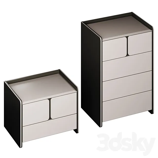 Chest of drawers and bedside table Milan 3D Model Chest of drawers and bedside table Milan 3D Model