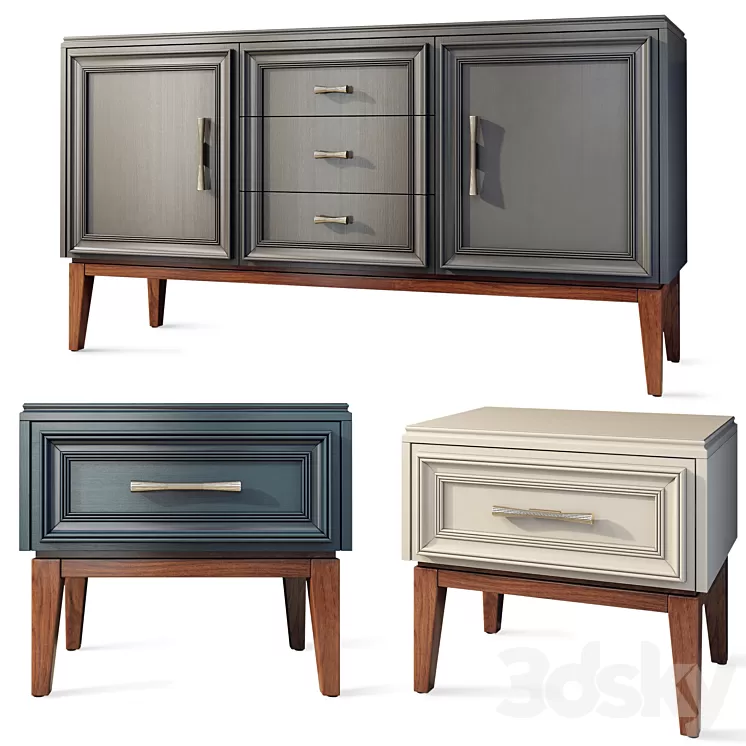 Chest of drawers and bedside table Sacramento Belfan. Nightstand sideboard 3D Model Chest of drawers and bedside table Sacramento Belfan. Nightstand sideboard 3D Model