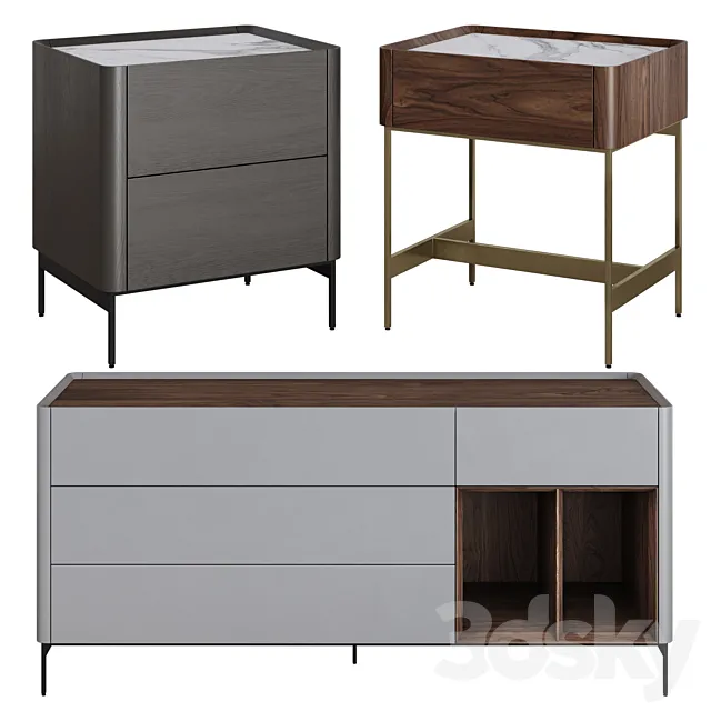 Chest of drawers and bedside table Si-Lounge Iris by Furman 3D Model Chest of drawers and bedside table Si-Lounge Iris by Furman 3D Model